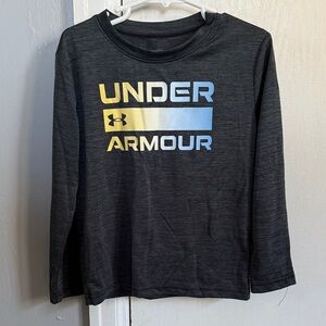 Under Armour Kids Black Long Sleeve Tee with Yellow and Blue Logo